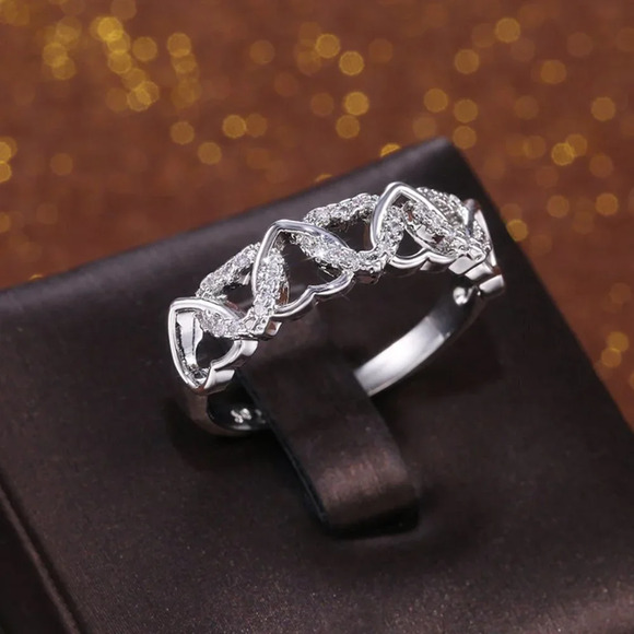🔥 Lovely Anillos Hollow Many Heart Cross Sweet Zircon Rings for Women, PD085 - Picture 9 of 9